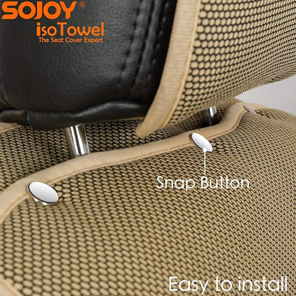 IsoTowel Car Seat Cover, Microfiber Seat Protector with Quick-Dry Non-Slip Base,Car seat Protector for All Workouts, All-Weather Honeycomb Cloth (Tan) - Image 6