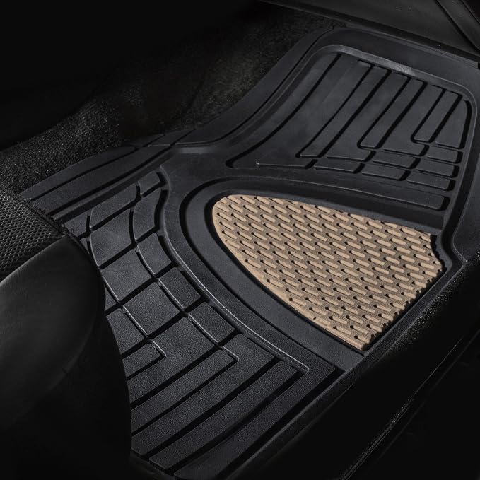 FH Group Automotive Floor Mats - Heavy-Duty Rubber Floor Mats for Cars, Universal Fit Full Set, Climaproof Floor Mats, Trimmable Floor Mats for Most Sedan, SUV, Truck Floor Mats Beige - Image 5