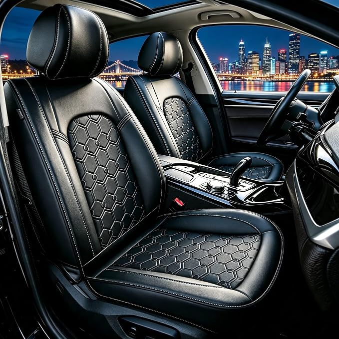 Car Seat Covers for Nissan Juke 2011-2017 Full Set Faux Leather | Waterproof Breathable Scratch Resistant 360° Wrap Airbag Compatible Easy Clean (5 Seats,Black) by ShieldYourSeats