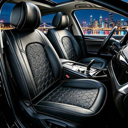Front Seat Covers for Mazda CX-3 2016-2021 Faux Leather | Waterproof Breathable Scratch Resistant 360° Wrap Airbag Compatible Easy Clean (2 Seats,Black) by ShieldYourSeats