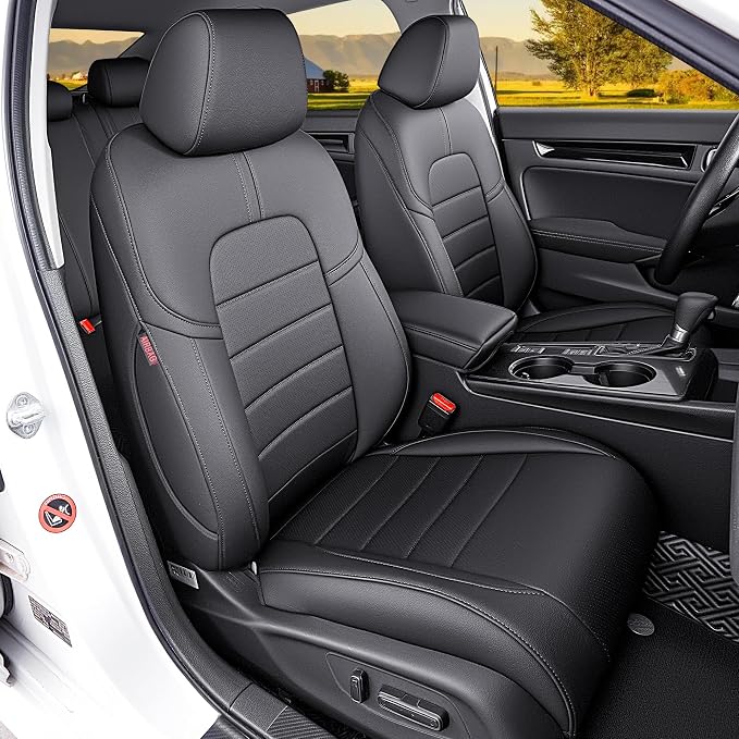 HKZ Custom Fit Civic Seat Cover Full Set for Honda Civic 4 Door (Hatchback 2022-2026 Sport Touring)&(Hatchback 2022-2024 EX-L) 5-Seats Full Set,Leather Seat Protector(Black) by HKZ