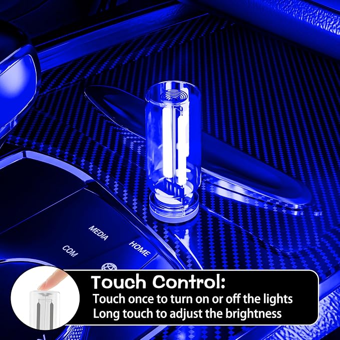 2 PCS Car USB Light, Plug-in Touch Dimming USB Night Light Blub, Portable Car Atmosphere Lighting Kit, Suitable for Car, Bedroom, Hallway, Outdoor, Party Decoration (1Blue&1Purple) - Image 2