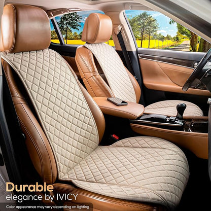 Faux Linen Front Car Seat Cover, Seat Protector, 1 Unit, Light Beige | Non-Slip Bucket Sear Cover for Most Cars, SUVs, Vans & Trucks – Machine Washable, Side-Airbag Friendly - Image 8