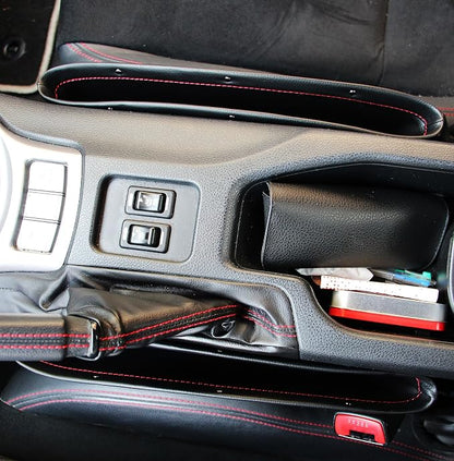 iJDMTOY Black Leather Car Side Pocket Organizers, Car Seat Catchers Compatible With Key, Wallet, Cell Phone, Sunglasses, etc - Image 7