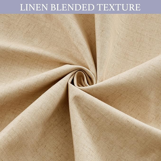 RYB HOME Natural Linen Textured French Door Window Curtains 100% Blackout | Self Adhesive, Thermal Insulated Privacy Energy Saving, Shades for Nursery Office Patio Glass Door, W26 x L40, 1 Panel - Image 6