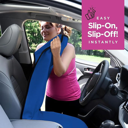 lebogner Car Seat Towel Cover for Post Gym Workout, Running, Swimming, and Hiking, 2 Pack Universal Fit Anti-Slip Waterproof Sweating Bucket Seat Protector for Cars, SUVs and Trucks, Blue - Image 4