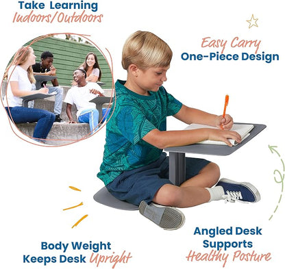 ECR4Kids The Surf Portable Activity Lap Desk, Classroom Essentials, Grey - Image 3