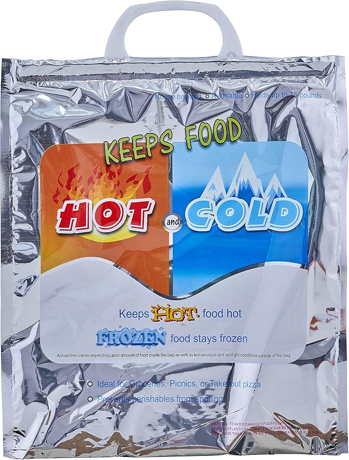 Superio Hot and Cold Insulated Bags for Food Delivery, Grocery Shopping Bags, Food Storage for Hot and Frozen Food for Travel, Disposable Cooler Bag, Reinforced Thermal Lunch Bag (1, 12"x13.5") by Superio