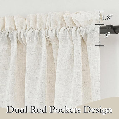 RYB HOME Light Filtering Curtains 84 inches Long for Farmhouse | Linen Semi Sheer, Curtains for Living Room Bedroom, Privacy Soften Sunlight Drapes, W52 x L84, Linen, 2 Panels - Image 2