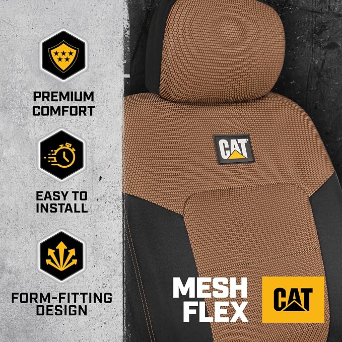 Cat® MeshFlex Automotive Seat Covers for Cars Trucks and SUVs (Set of 2) – Beige Car Seat Covers for Front Seats, Truck Seat Protectors with Comfortable Mesh Back, Auto Interior Covers | Airbag Compatible Interior Protection for Trucks, Suv, and Cars –... - Image 4