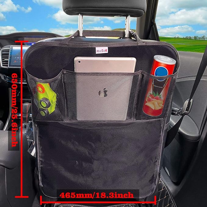 Meolsaek Kick Mats Back Seat Protector, Waterproof Oxford Seat Back Protector, Car Seat Back Protector for Kids, Back of Seat Protector for Kids Feet Car Seat (Black B -2pc) - Image 2
