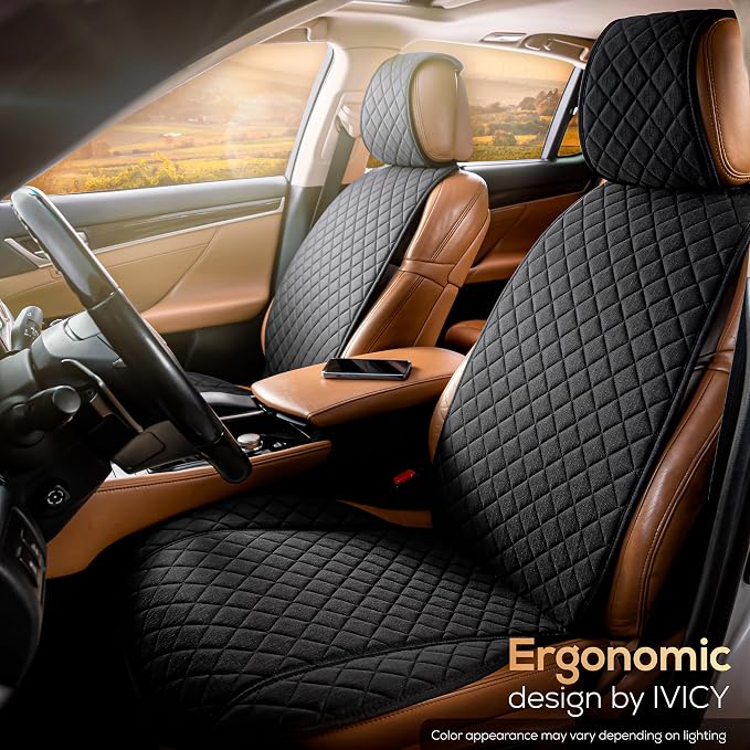 Faux Linen Front Car Seat Cover, Seat Protector, 1 Unit, Black | Non-Slip Bucket Sear Cover for Most Cars, SUVs, Vans & Trucks – Machine Washable, Side-Airbag Friendly - Image 9