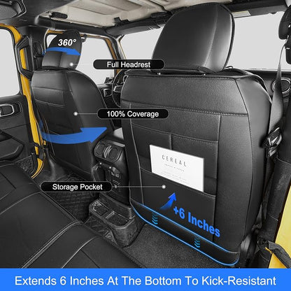 TTX LIGHTING Custom Fit Seat Covers for Jeep Wrangler JL 4-Door 2018-2025 | Original Seat Pattern Faux Leather Covers Waterproof Full Set for 5 Seats Airbag Compatible Protection - Image 5