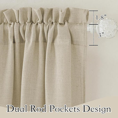 RYB HOME Semi Sheer Curtains Linen Textured Fabric Light and Airy Half Privacy Window Drapes for Bedroom Dining Living Room Office, Beige, 34 inch Wide x 84 inch Long, 2 Panels - Image 2