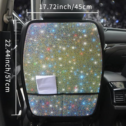 Diamond Bling Car Seat Kick Protectors with Storage – Sparkly Rhinestone Kick Mats, Universal Back Seat Cover for SUV, Crystal Auto Accessories for Stylish Moms Color 2pcs - Image 3