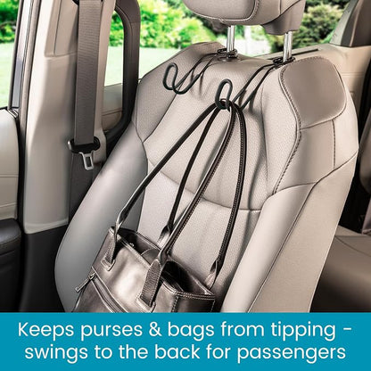 High Road Headrest Hooks for Car - Leather Car Hooks for Purses and Bags | Metal Car Hooks for Headrest with Faux Leather Trim Hold Thick Straps and Multiple Bags - Won't Fall Off Posts - Image 4