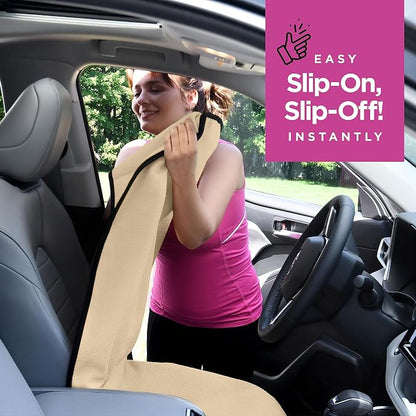 lebogner Waterproof Sweating Car Seat Cover for Post Gym Workout, Running, Swimming, Beach and Hiking, Universal Fit Anti-Slip Bucket Seat Protector for Cars, SUVs and Trucks, Machine Washable, Beige - Image 4