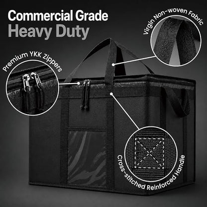 NZ home PRO Large Insulated Food Delivery Bag (2XL, Gray, 1 Pack) | Thermal bag, For cold & hot food, Water-resistant, Portable cooler, Soft sided catering tote, Grocery bag with zippered top - Image 7