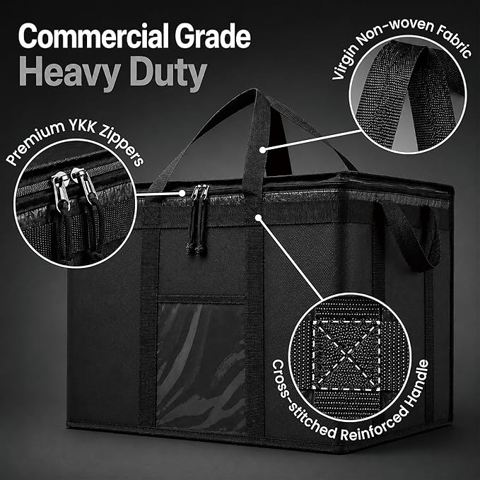 NZ home PRO Large Insulated Food Delivery Bag (2XL, Orange, 1 Pack) | Thermal bag, For cold & hot food, Water-resistant, Portable cooler, Soft sided catering tote, Grocery bag with zippered top - Image 7
