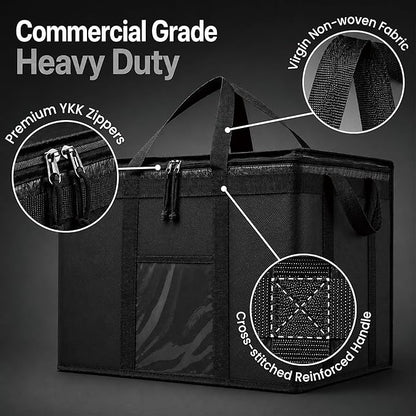 NZ home PRO Large Insulated Food Delivery Bag (2XL, Orange, 1 Pack) | Thermal bag, For cold & hot food, Water-resistant, Portable cooler, Soft sided catering tote, Grocery bag with zippered top - Image 7