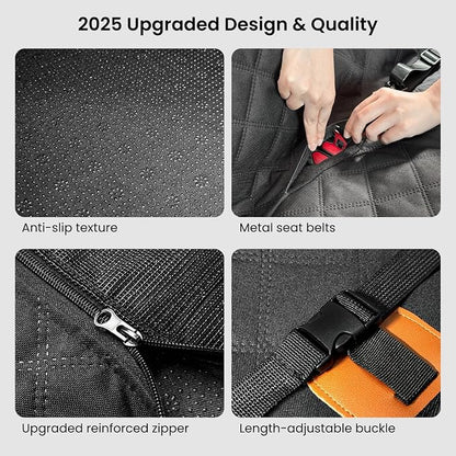 REEVAA Dog Car Seat Cover for Back Seat, Hard Bottom, L, Black+Orange | 450 lbs Extender, 45% More Space for 2-4 Large Dogs, Waterproof, Zippered Mesh Window, Fits for SUV Medium Truck - Image 8