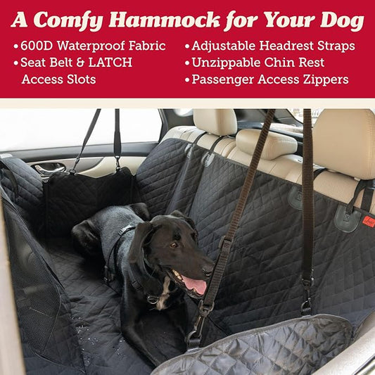 Lusso Gear Dog Car Seat Cover for Back Seat - 100% Waterproof Dog Hammock - Padded Headrest and Mesh Window - Passenger Compatible Rear Car Seat Cover - Fits Trucks, SUVs, Cars - Image 2
