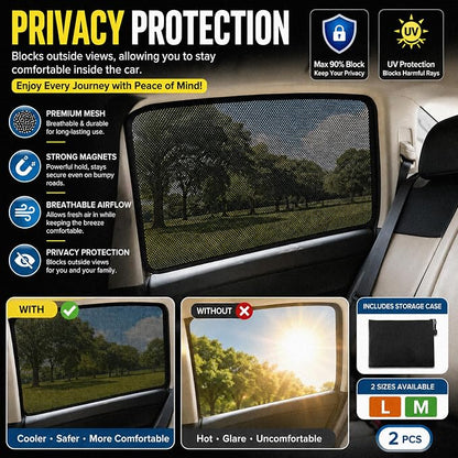 Magnetic Mesh Car Window Shades, UV Protection, 2 Pack | 90% UV Block | Breathable Mesh | Privacy with Visibility | Magnetic Installation - Image 4