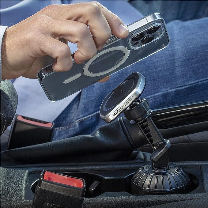 Scosche MP2CUPM-SP MagicMount Pro2 Cup Holder Magnetic Cell Phone Holder Car Mount Kit Compatible with MagSafe, iPhones, Galaxy, Pixel & All Smartphones - Image 6