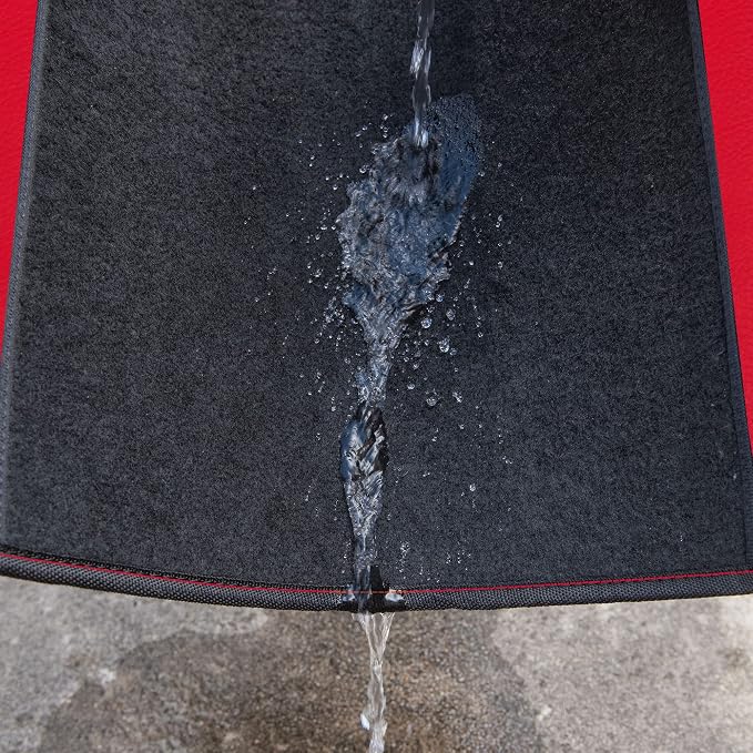 CAR PASS Rainbow Waterproof Universal Fit Faux Leather Car Carpet- Anti-Slip Nibbed Backing Floor Mats for SUV, Vans,Sedans,Trucks, Automotive Set of 4 for Women (Black with Red) - Image 5