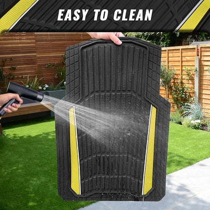 CAR PASS Heavy Duty Rubber Car Floor Mats, Deep Waterproof Car Floor Mats All Weather, Aluminum Film Floor Mats for Cars Non-Slip Universal Trim to Fit for SUV Trucks Sedans Vans,Black Yellow Metallic - Image 8