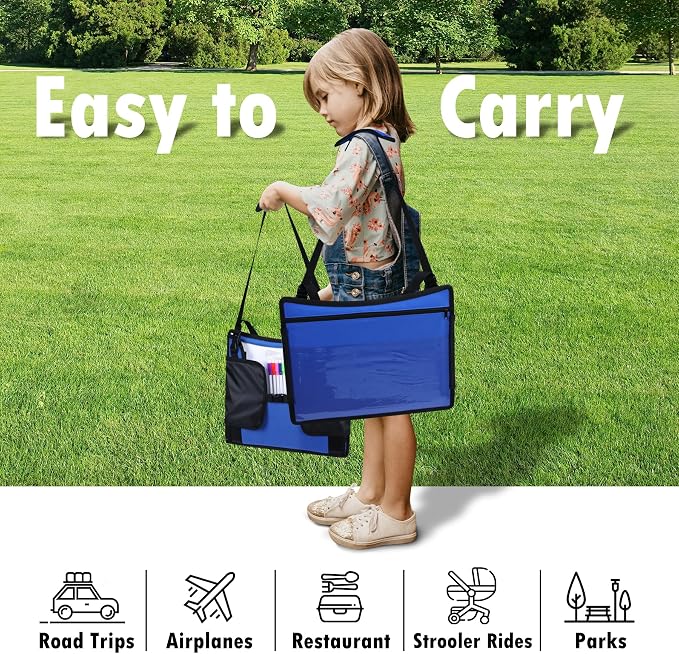 Kids Travel Tray, Toddler Road Trip Essentials With Drawing Kit | Road Trip Essentials Accessories Lap Tray with iPad Holder Stand & Dry Erase Board as Travel Gifts for Kid,2PC - Image 8