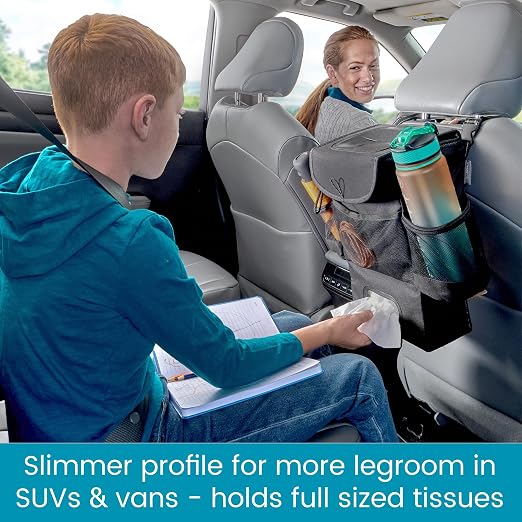 High Road Car Seatback Organizer - Hanging Car Trash Can with Tissue Holder | Car Tissue Holder and Trash Can with Removable Leakproof Liner Keeps Trash, Bottles and Boxes Off the Seat and Floor - Image 3