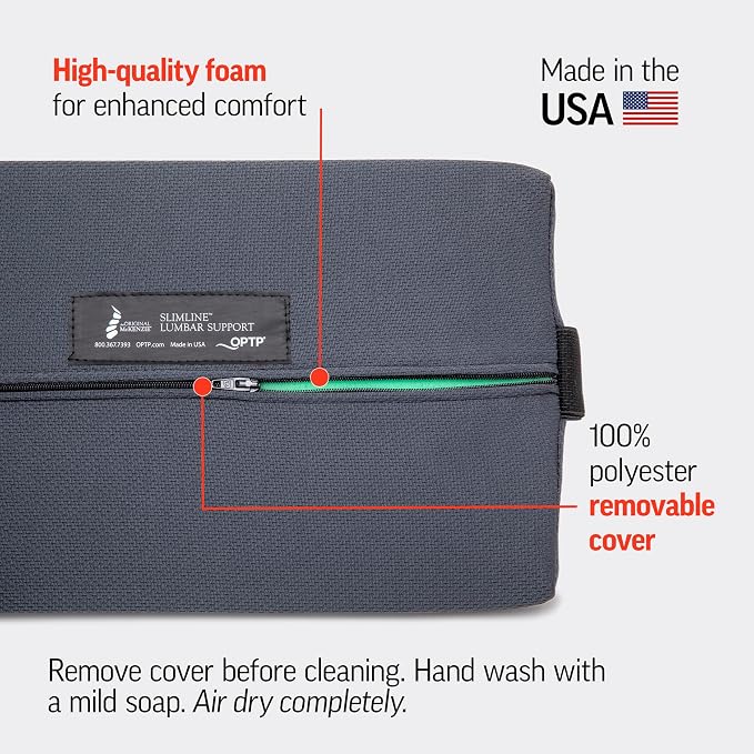 OPTP The Original McKenzie Slimline Lumbar Support, Slim Lumbar Cushion | Low back support for office chair, car seats & travel lumbar pillow, the preferred lumbar cushion by physical therapists - Image 6