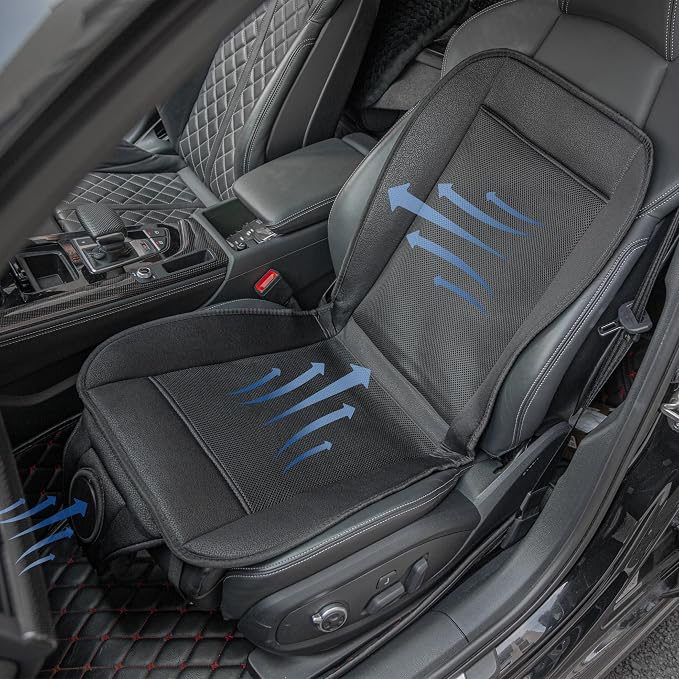 Premium Tech Cooling Car Seat Cushion - Black 12V Adjustable Temperature, Ergonomic Comfort with Enhanced Airflow, Universal Fit for All Vehicles - Image 4