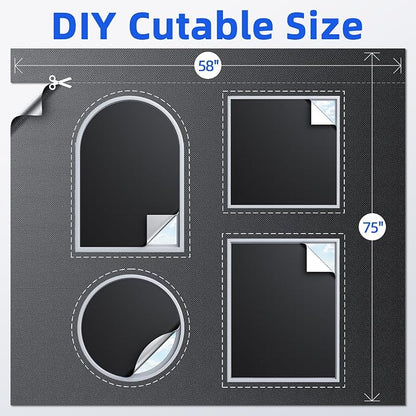 Magnetic Blackout Window Cover, Portable 100% Blackout Curtains for Bedroom | 75" x 58" Blackout Blinds No Drill with Strong Magnets, Temporary Blackout Shades for Windows Film RV Travel Skylight - Black - Image 5