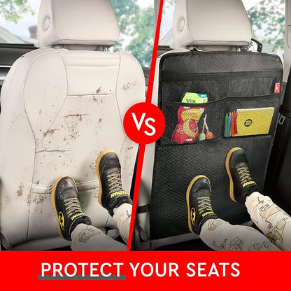 Helteko Back Seat Protector for Car, 2 Pack Premium Kick Mats for Kids, Extra Large Car Seat Cover for Backseat with Mesh Pockets, Waterproof Dirt & Mud Protection, Black - Image 3