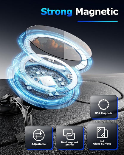 ZBF Magnetic Phone Holder for iPhone MagSafe Car Mount, Vacuum 360°Adjustable Car Phone Holder（Dashboard & Windshield） Magnet Cell Phone Holder Mount for iPhone 17/16/15/14/13 Android Galaxy - Image 2