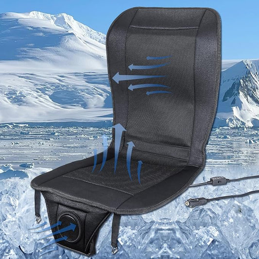 Premium Tech Cooling Car Seat Cushion - Black 12V Adjustable Temperature, Ergonomic Comfort with Enhanced Airflow, Universal Fit for All Vehicles by CARTMAN