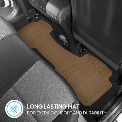 BDK ProLiner Car Floor Mats for Cars Trucks SUV, 3-Piece All-Weather Heavy Duty Rubber Liners with Universal Trimmable Fit, Durable Waterproof Vehicle Auto Floor Mats with Capture Ridges Biege - Image 3