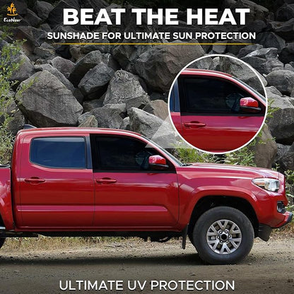 EcoNour Car Front Side Window Sun Shades Compatible for Toyota Tacoma | 2 Pack Breathable Super Stretchy Mesh Sun Shade | Heat Block UV Protection Car Window Screen Covers | Mosquito Net Curtains - Image 6