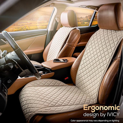 Faux Linen Front Car Seat Cover, Seat Protector, 1 Unit, Light Beige | Non-Slip Bucket Sear Cover for Most Cars, SUVs, Vans & Trucks – Machine Washable, Side-Airbag Friendly - Image 9