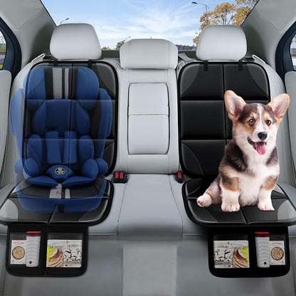 Car Seat Protector MHO+All 2 Pack Auto for Child Baby Car Seats - Large CarSeat Sit Savers Mat with Waterproof 600D Fabric & 2 Storage Pockets, Crash Test Approved - Image 4