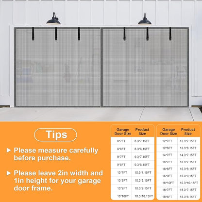 Privacy Garage Door Screen Blackout for 1 Car Garage-9x8FT Privacy Silver Grey Heavy Duty Magnetic Garage Screen, Hands Free, Magnetic Privacy Garage Screen Door - Image 2