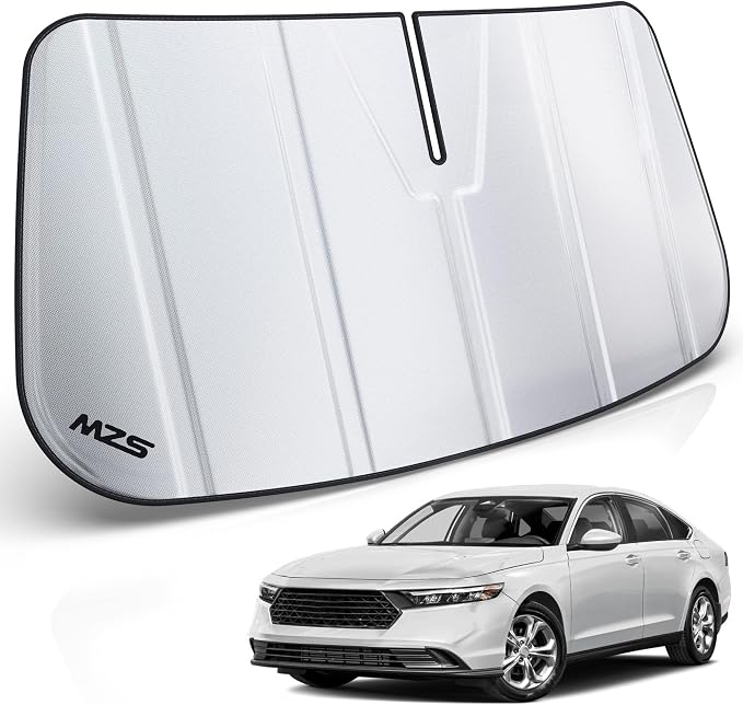 MZS Windshield Sun Shade Compatible with Accord 2023-2026 | 6-Layer Heat Insulation, 99% UV Blocking, Keeps Interior Cool, Full Coverage Visor, Foldable Car Window Sunshade, Storage Bag by MZS