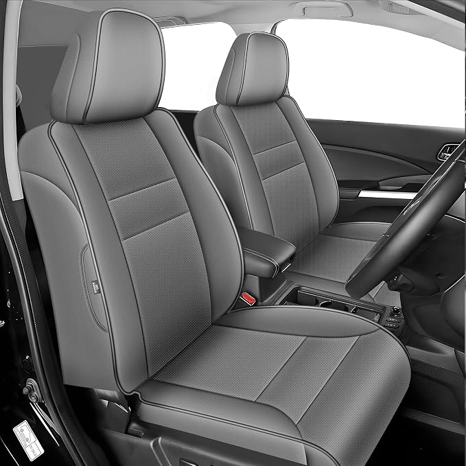 Custom Fit Seat Covers for Honda CRV 2015 2016 | Full Set Faux Leather Full Coverage Waterproof Airbag Compatible CR-V Seat Protector (5 Seats,Gray) by AOMSAZTO