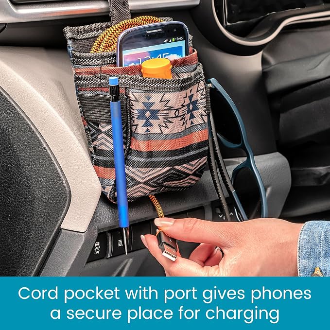 DriverPockets Car Vent Organizer - Hanging Phone Holder and Car Pen Holder | High Road Car Pouch Organizer Keeps Phones, Pens, Cords and Sanitizer on the Dashboard Within Easy Reach - Image 4