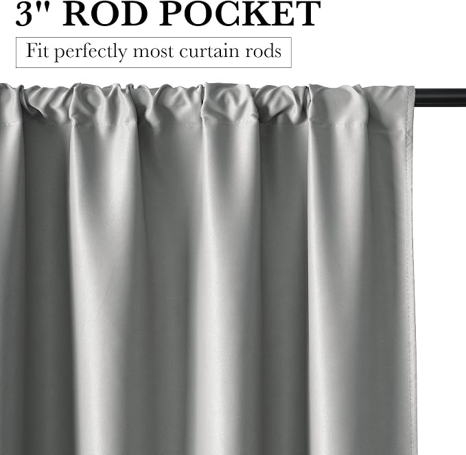 RYB HOME Bedroom Blackout Curtains 63 inches Long, 100% Blackout | Thermal Insulated, Noise Reducing, Curtains for Living Room Nursury, For Sleep, W34 x L63, Biscotti Beige - Image 2