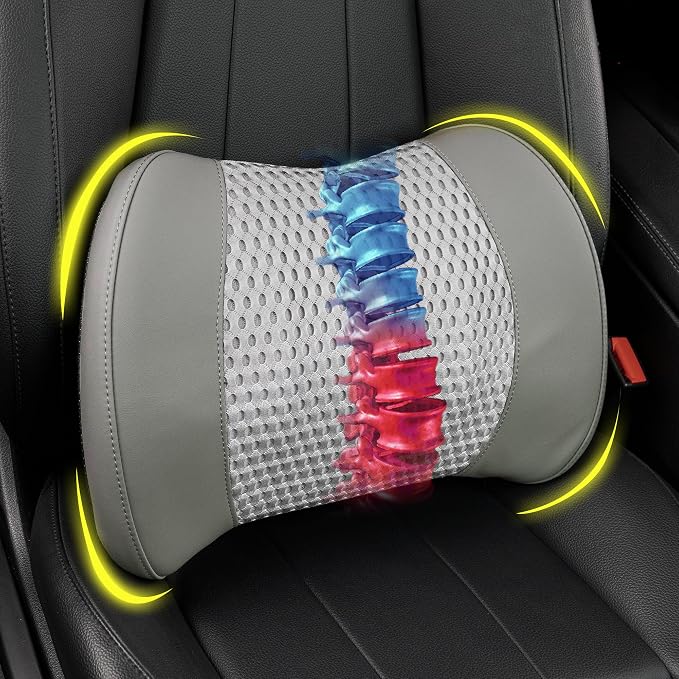 Lofty Aim Lumbar Support Pillow for Car, Car Seat Back Support for Driving | Memory Foam Car Lumbar Support for Driving, Car Back Cushion, Adjustable Straps, Lower Back Pillow, Breathable 4D Mesh, Gray by LoftyAim