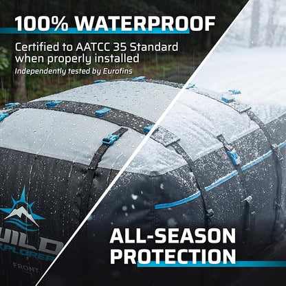 Rooftop Cargo Carrier 15 Cu Ft, Waterproof Soft Shell Roof Bag | Heavy Duty Car Top Luggage Cargo Bag with Patented Door Hooks, Protective Mat and Storage Bag (44 x 34 x 17 in, L) - Image 4