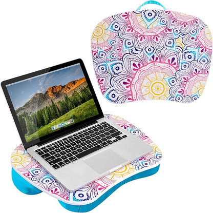 LAPGEAR MyStyle Lap Desk – Mandala, Fits 15.6” Laptops | Dual-Bolster Microbead Cushion, Built-In Carry Handle, Ergonomic Curved Front Edge - Image 6